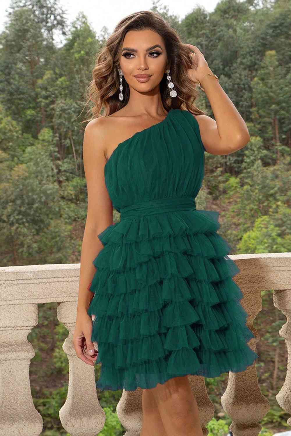 One-Shoulder Sleeveless Dress - Ladyez
