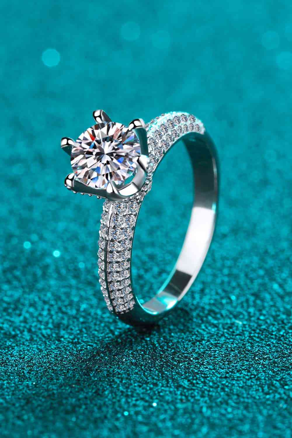 2 Carat Moissanite 925 Sterling Silver Side Stone Ring - Ladyez