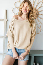 Reborn J Exposed Seam Lantern Sleeve Top - Ladyez
