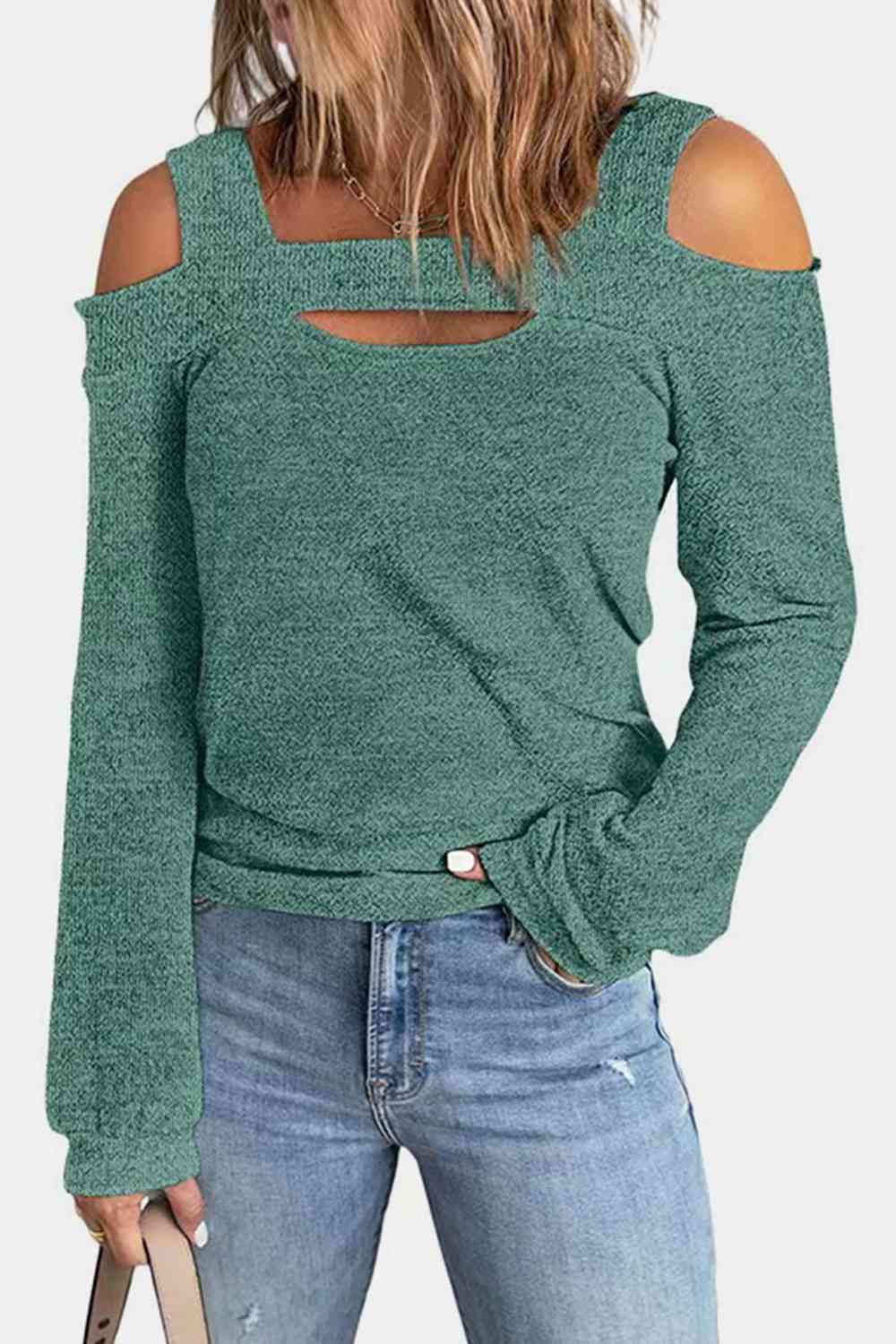 Full Size Cutout Cold Shoulder Blouse - Ladyez