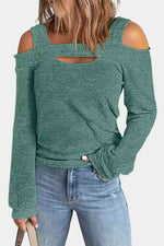 Full Size Cutout Cold Shoulder Blouse - Ladyez