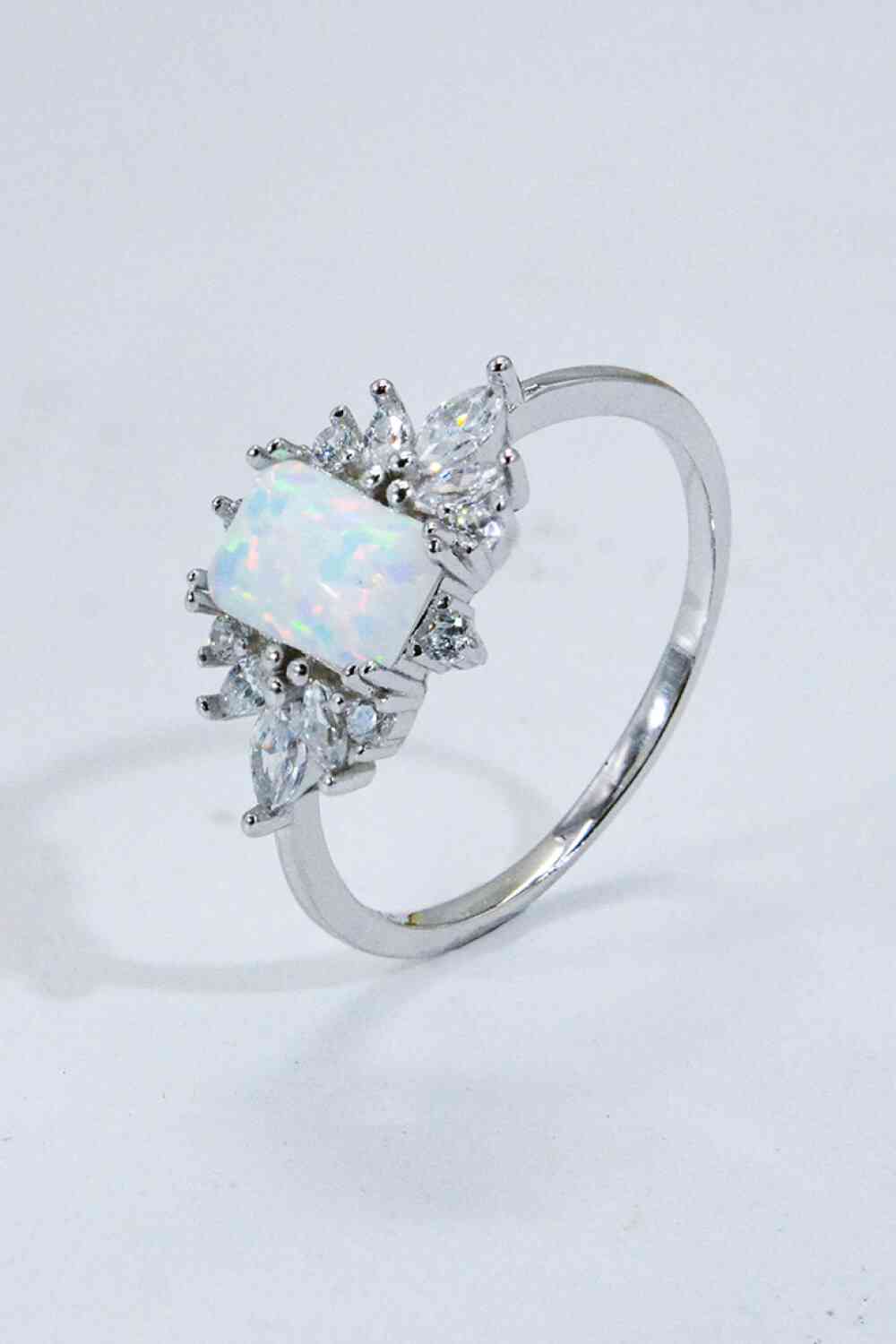 925 Sterling Silver Zircon and Opal Ring - Ladyez