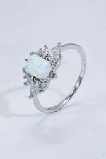 925 Sterling Silver Zircon and Opal Ring - Ladyez