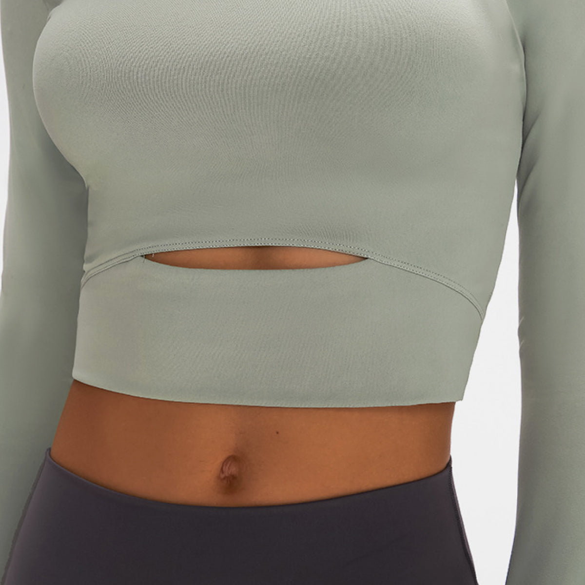 Long Sleeve Cropped Top With Sports Strap - Ladyez