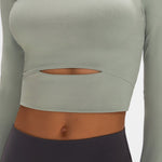 Long Sleeve Cropped Top With Sports Strap - Ladyez