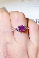 1 Carat Moissanite Crisscross 925 Sterling Silver Ring - Ladyez