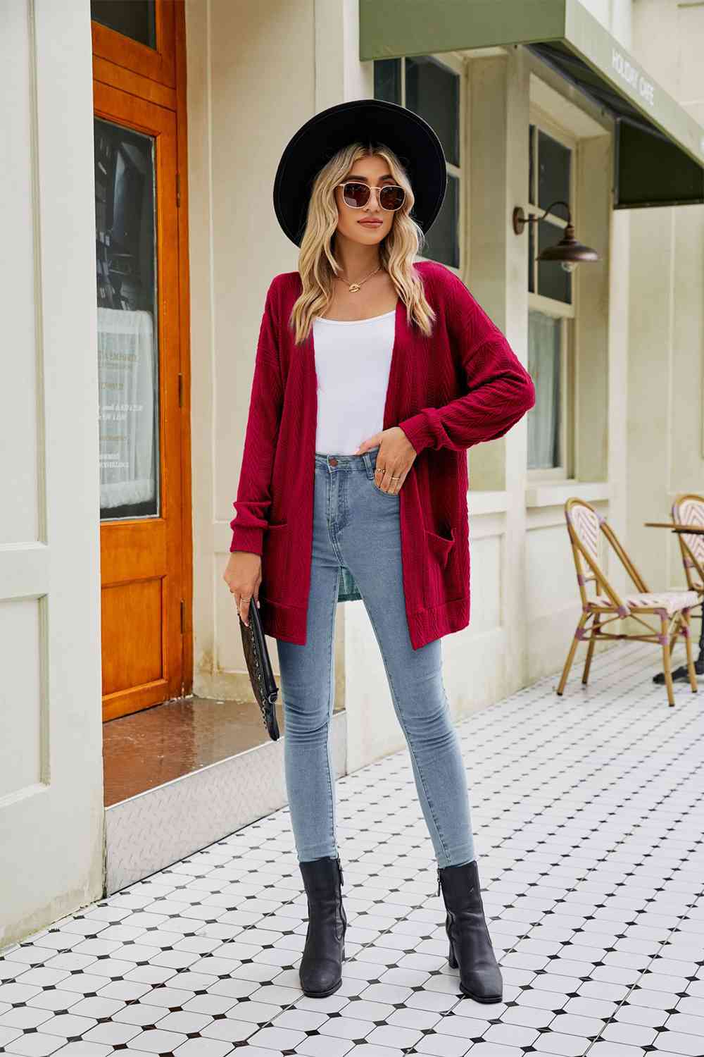 Long Sleeve Pocketed Cardigan - Ladyez