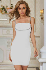 Spaghetti Strap Bodycon Dress with Rhinestone Decoration - Ladyez