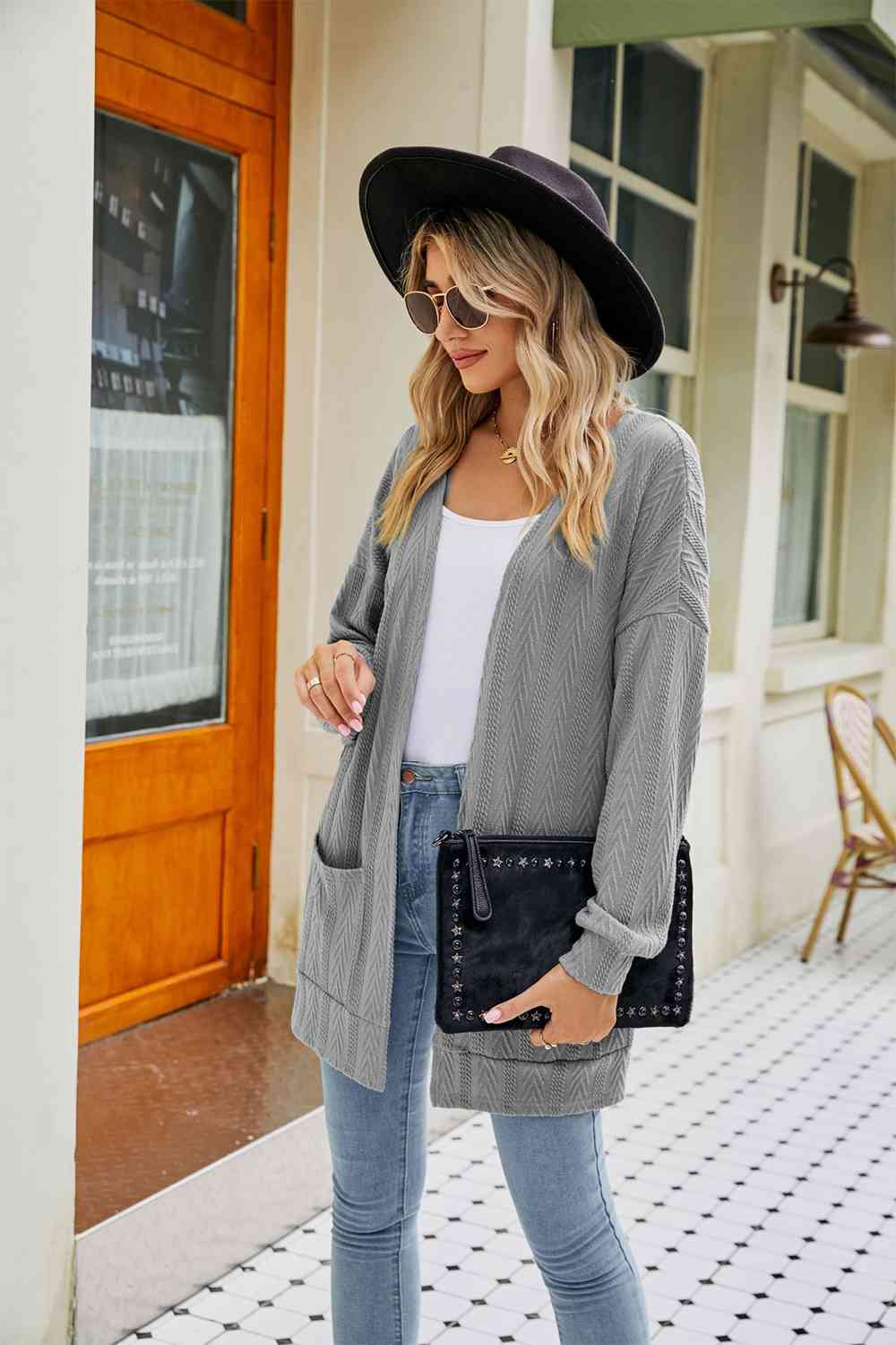 Long Sleeve Pocketed Cardigan - Ladyez