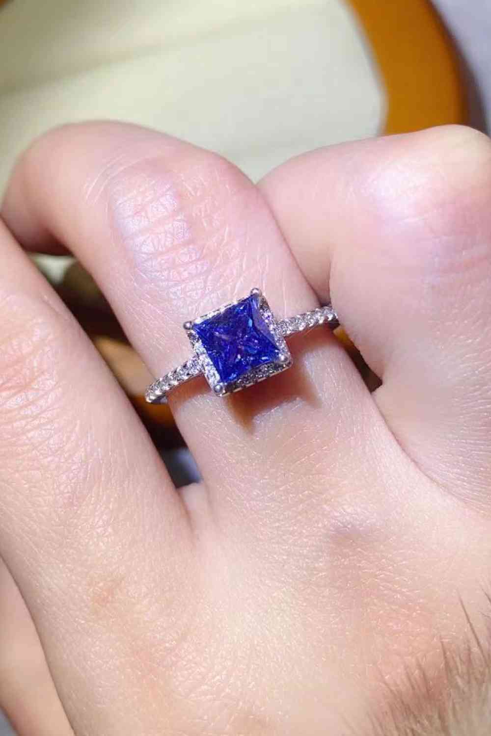 1 Carat Moissanite 925 Sterling Silver Square Ring - Ladyez