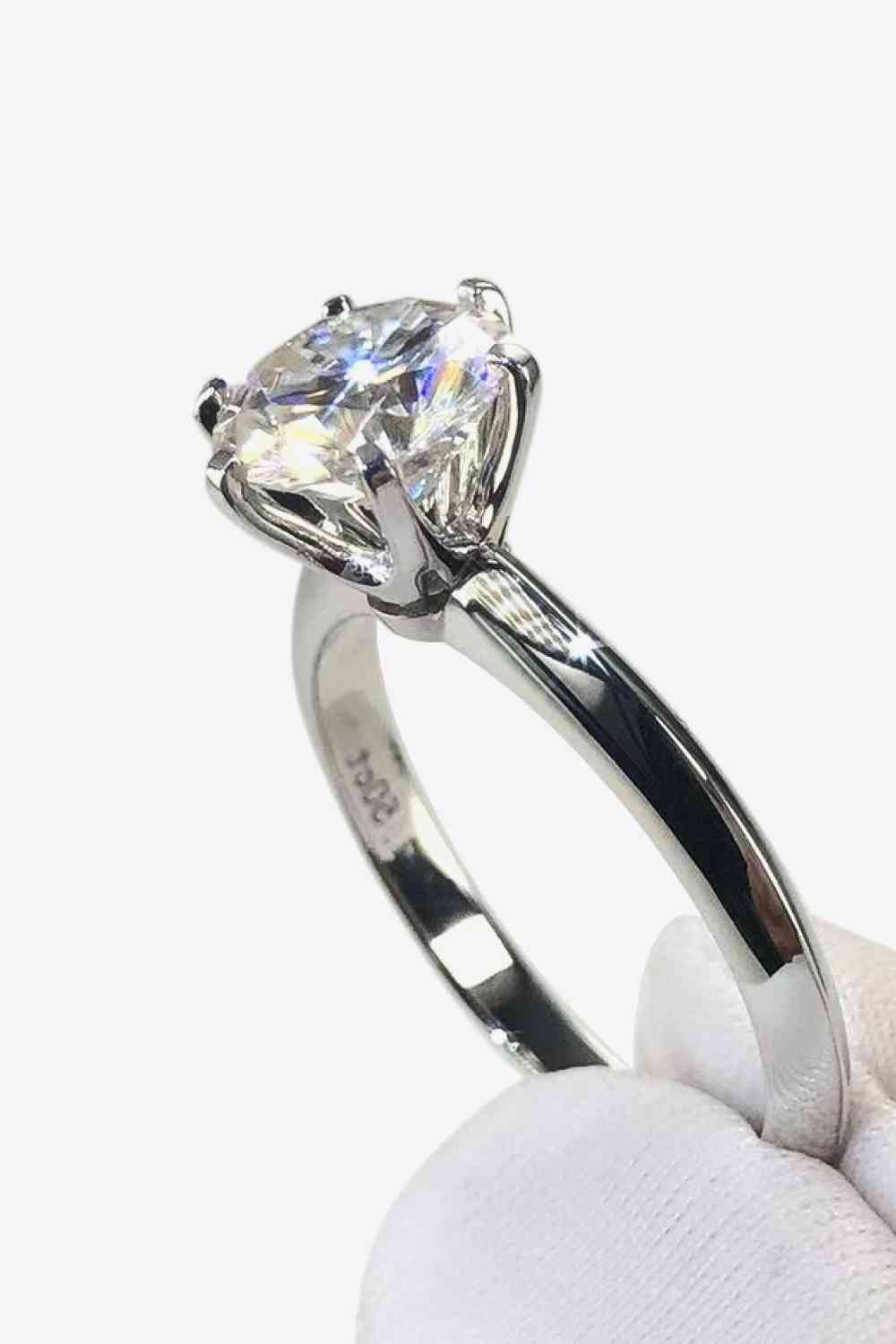 Adored 925 Sterling Silver 3 Carat Moissanite 6-Prong Ring - Ladyez
