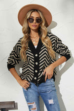 V-Neck Button-Down Cardigan - Ladyez
