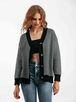Button Down V-Neck Cardigan - Ladyez