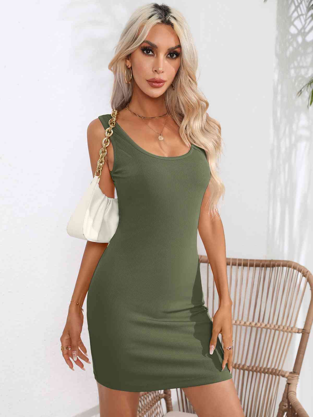 Scoop Neck Sleeveless Bodycon Dress - Ladyez