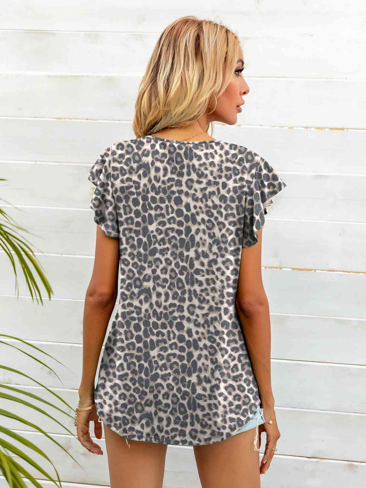 Round Neck Butterfly Sleeve Top - Ladyez