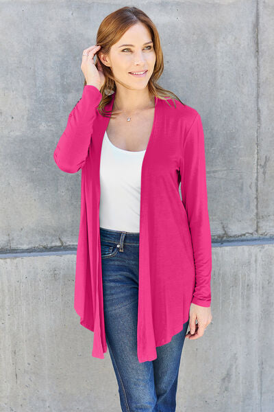 Basic Bae Full Size Open Front Long Sleeve Cardigan - Ladyez