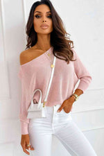 Ribbed Boat Neck Sweater - Ladyez