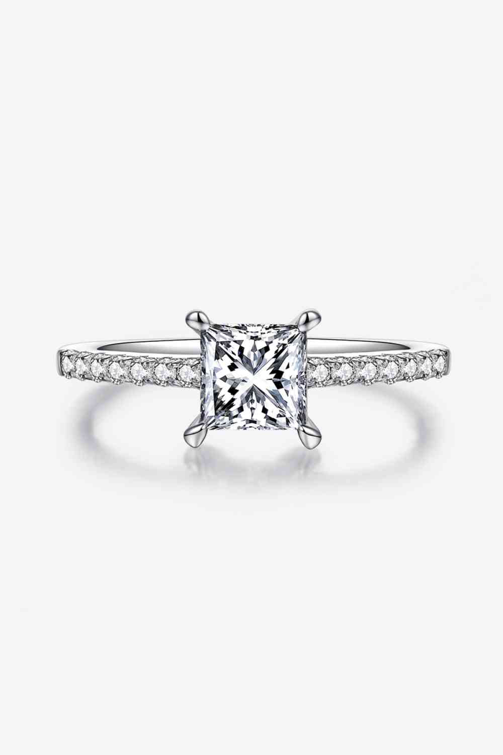 1.21 Carat Moissanite 925 Sterling Silver Side Stone Ring - Ladyez