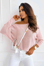 Ribbed Boat Neck Sweater - Ladyez