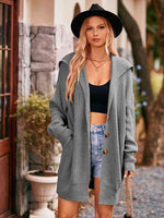 Dropped Shoulder Long Sleeve Cardigan - Ladyez