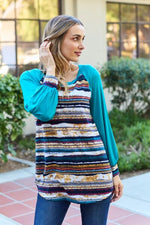 Celeste Design Full Size Striped Long Sleeve Top - Ladyez