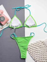 Ribbed Halter Neck Two-Piece Bikini Set - Ladyez