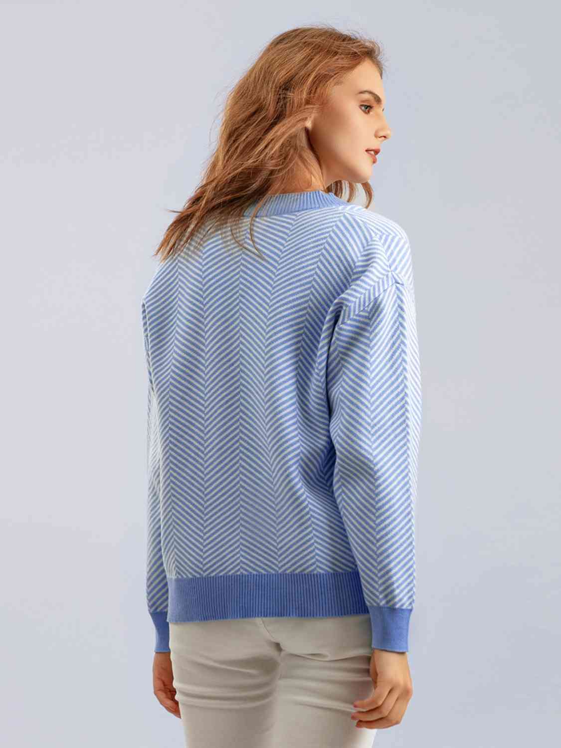 Button Down V-Neck Cardigan - Ladyez