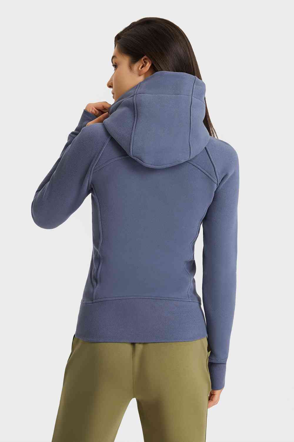 Zip Up Seam Detail Hooded Sports Jacket - Ladyez