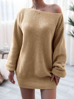 Rib-Knit Mini Sweater Dress - Ladyez