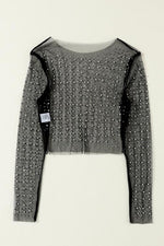Pearl Long Sleeve Mesh Cropped Top - Ladyez