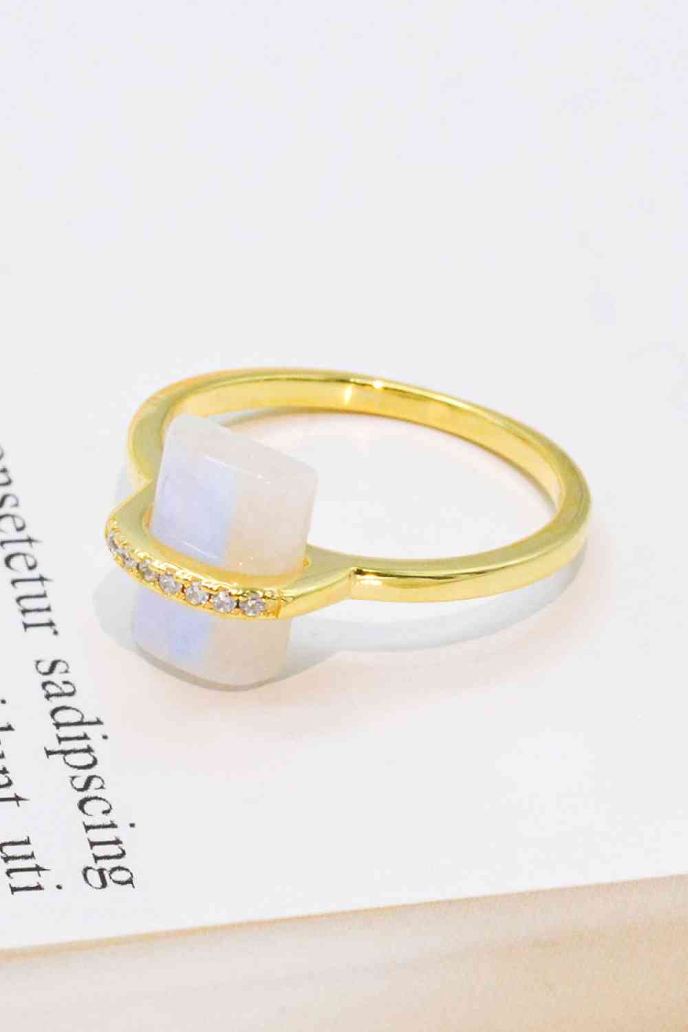 Natural Moonstone Platinum-Plated Ring - Ladyez