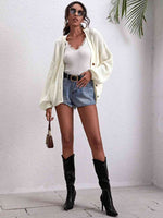 Button Down Dropped Shoulder Cardigan - Ladyez