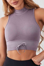 Mock Neck Ribbed Sports Tank - Ladyez