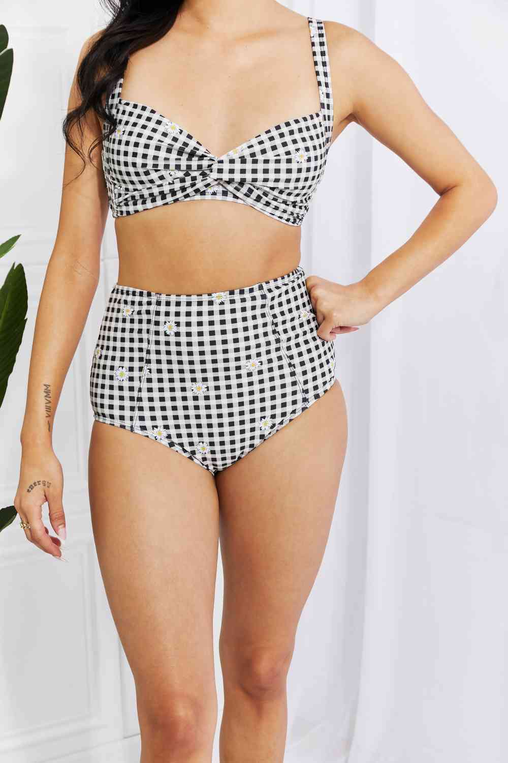 Marina West Swim Take A Dip Twist High-Rise Bikini in Black - Ladyez