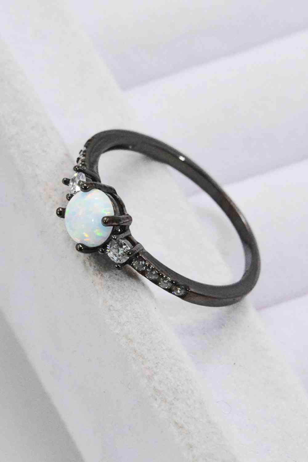 925 Sterling Silver Round Opal Ring - Ladyez