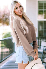 Round Neck Drop Shoulder Long Sleeve Top - Ladyez