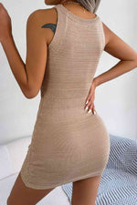 Decorative Button Sleeveless Cable-Knit Dress - Ladyez