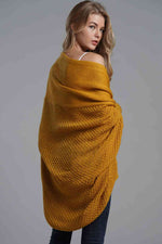 Double Take Dolman Sleeve Open Front Ribbed Trim Longline Cardigan - Ladyez