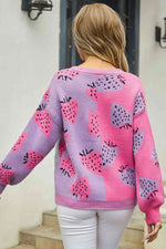 Printed V-Neck Button-Down Long Sleeve Cardigan - Ladyez