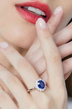 Synthetic Sapphire 925 Sterling Silver Ring - Ladyez