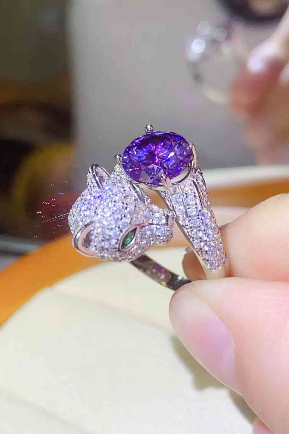 2 Carat Moissanite Adjustable Animal Bypass Ring - Ladyez
