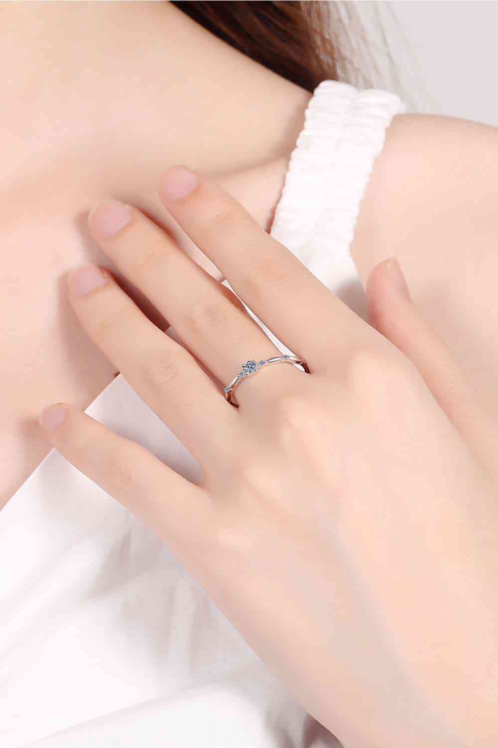 Moissanite 925 Sterling Silver Rhodium-Plated Ring - Ladyez