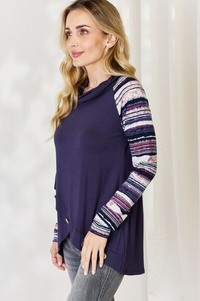 Celeste Full Size Buttoned Striped Long Sleeve Top - Ladyez