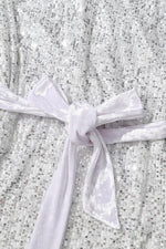 Sequin Tie Front T-Shirt Dress - Ladyez
