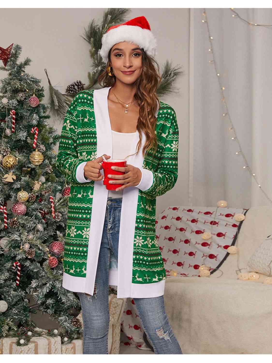 Christmas Open Front Cardigan - Ladyez