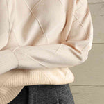 Geometric Turtleneck Long Sleeve Sweater - Ladyez
