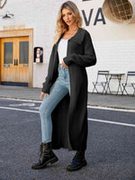 Full Size Collared Open Front Duster Cardigan - Ladyez