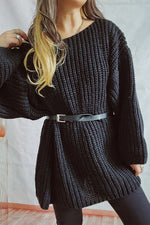 Boat Neck Dropped Shoulder Mini Sweater Dress - Ladyez