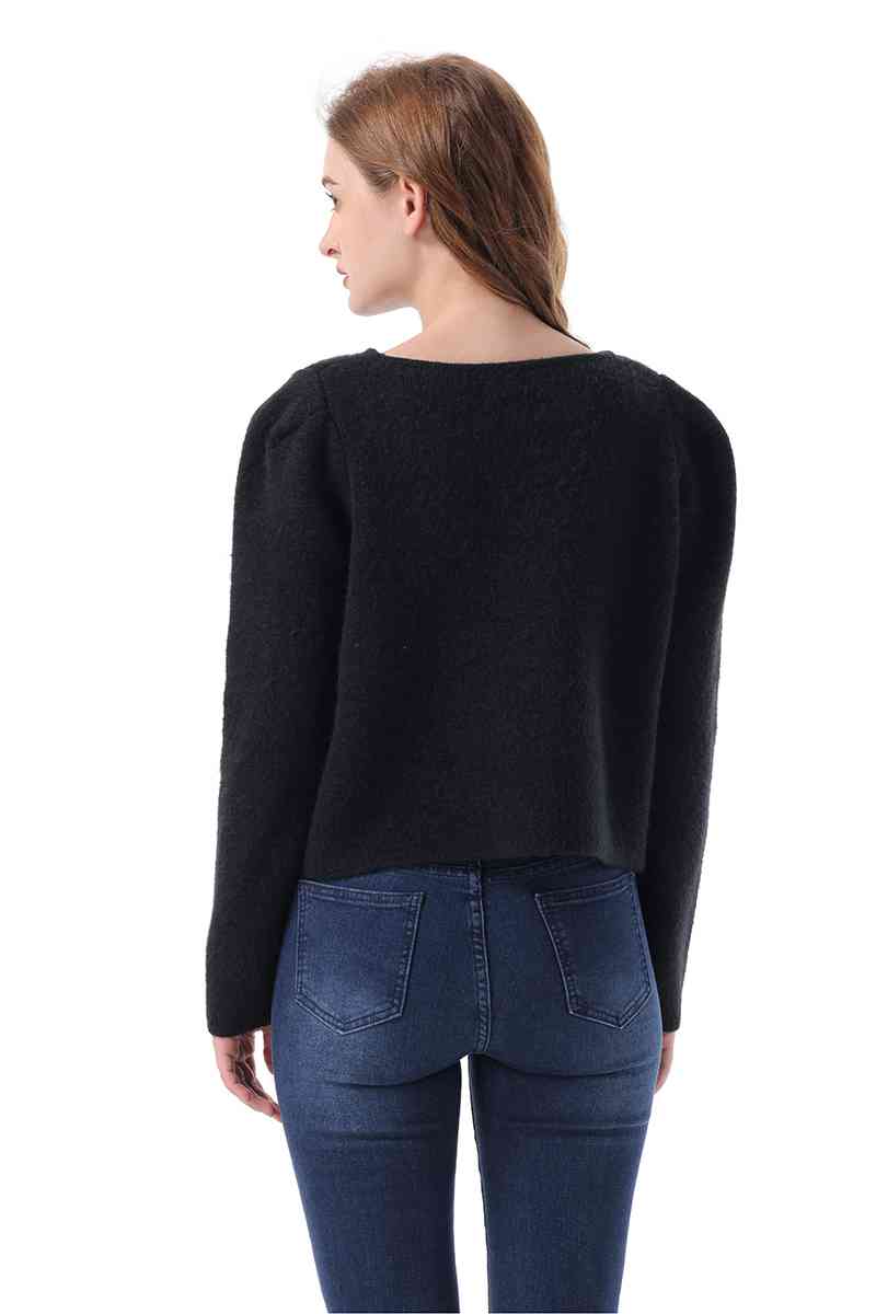 Round Neck Long Sleeve Frog Button Cardigan - Ladyez