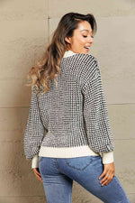 Woven Right Waffle-Knit Drop Shoulder Button-Down Cardigan - Ladyez